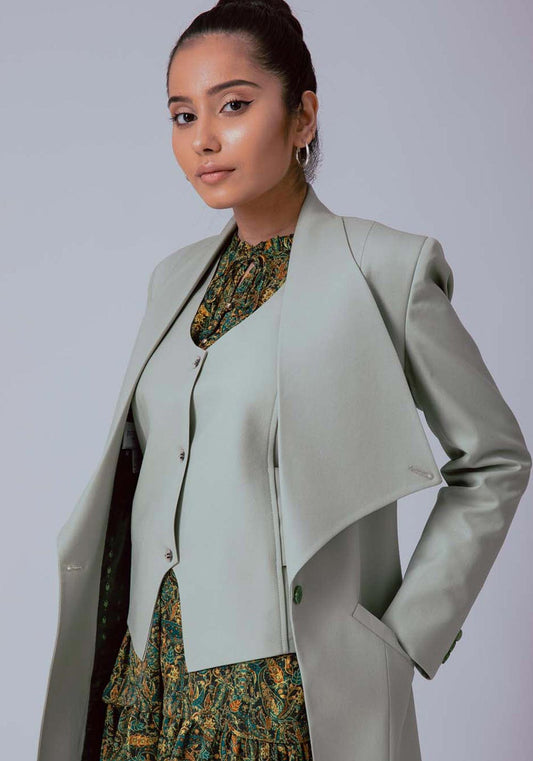 Vivo Hema Sleeveless Overcoat - Dark Green